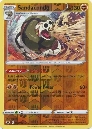 Sandaconda Reverse Holo Pokemon card from Sword & Shield