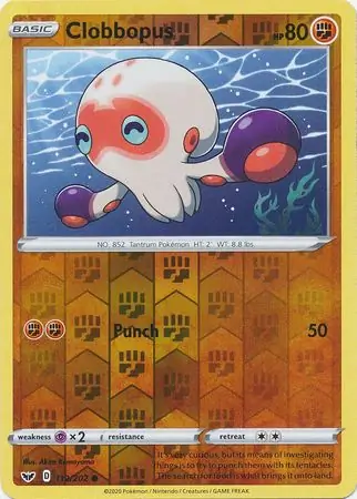 Clobbopus Reverse Holo Pokemon card from Sword & Shield