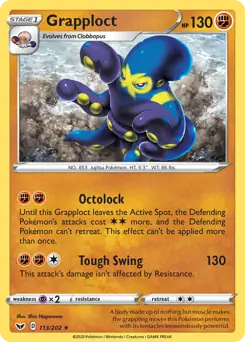 Grapploct Pokemon card from Sword & Shield