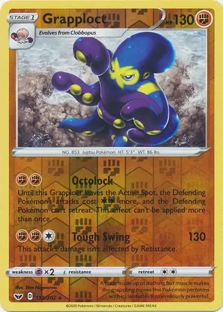 Grapploct Reverse Holo Pokemon card from Sword & Shield
