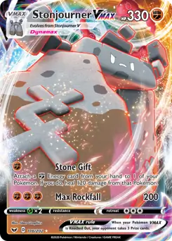 Stonjourner VMAX Pokemon card from Sword & Shield
