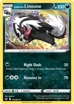 Galarian Linoone Pokemon card from Sword & Shield