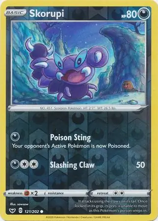 Skorupi Reverse Holo Pokemon card from Sword & Shield