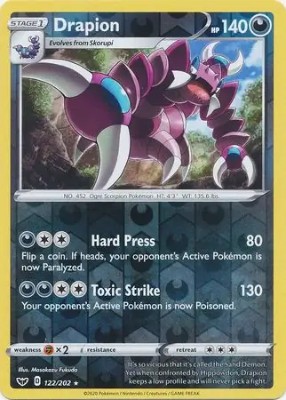 Drapion Reverse Holo Pokemon card from Sword & Shield