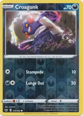 Croagunk Reverse Holo Pokemon card from Sword & Shield