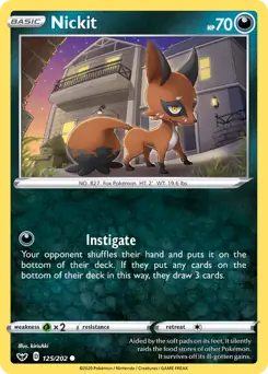Nickit Pokemon card from Sword & Shield