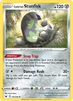 Galarian Stunfisk Pokemon card from Sword & Shield