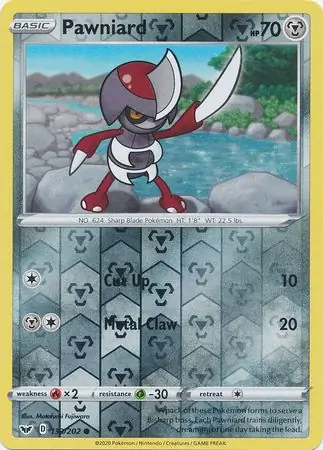 Pawniard Reverse Holo Pokemon card from Sword & Shield