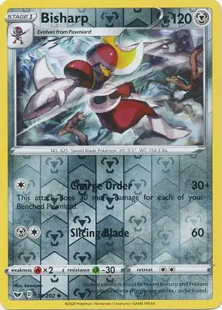 Bisharp Reverse Holo Pokemon card from Sword & Shield