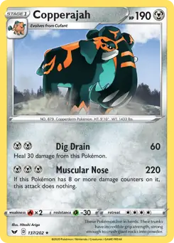 Copperajah Pokemon card from Sword & Shield