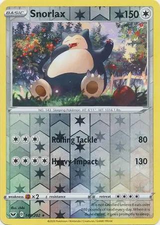 Snorlax Reverse Holo Pokemon card from Sword & Shield