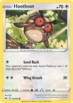 Hoothoot Pokemon card from Sword & Shield