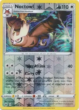 Noctowl Reverse Holo Pokemon card from Sword & Shield