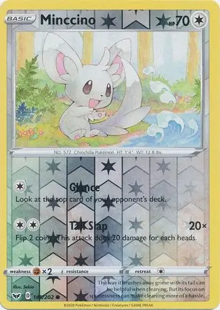 Minccino Reverse Holo Pokemon card from Sword & Shield