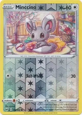 Minccino Reverse Holo Pokemon card from Sword & Shield