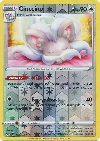 Cinccino Reverse Holo Pokemon card from Sword & Shield
