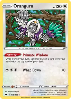 Oranguru Pokemon card from Sword & Shield