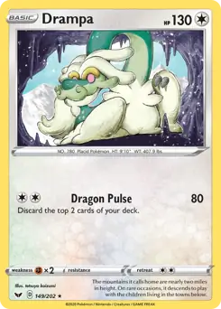 Drampa Pokemon card from Sword & Shield