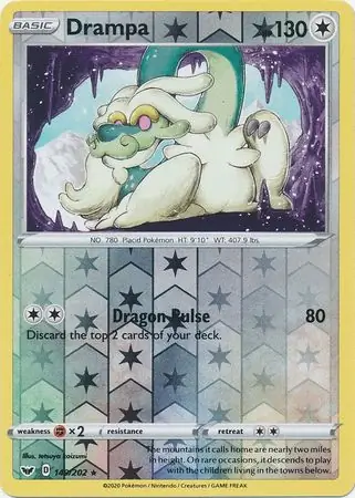 Drampa Reverse Holo Pokemon card from Sword & Shield