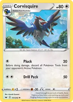 Corvisquire Pokemon card from Sword & Shield