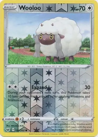 Wooloo Reverse Holo Pokemon card from Sword & Shield