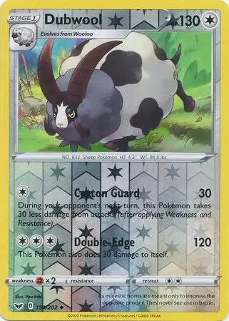 Dubwool Reverse Holo Pokemon card from Sword & Shield