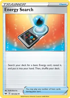 Energy Search Pokemon card from Sword & Shield