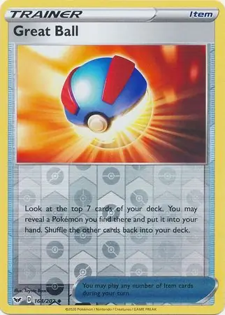 Great Ball Reverse Holo Pokemon card from Sword & Shield