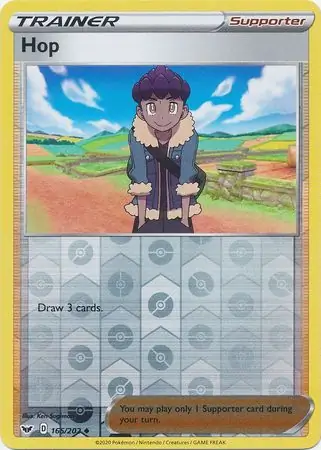 Hop Reverse Holo Pokemon card from Sword & Shield