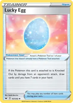 Lucky Egg Pokemon card from Sword & Shield