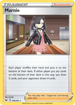 Holo Marnie Pokemon card from Sword & Shield