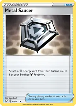 Metal Saucer Pokemon card from Sword & Shield
