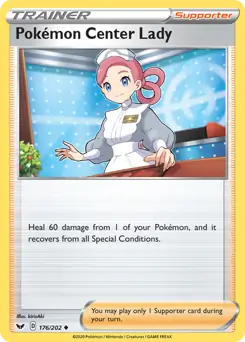 Pokemon Center Lady Pokemon card from Sword & Shield