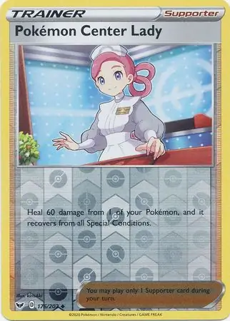 Pokemon Center Lady Reverse Holo Pokemon card from Sword & Shield
