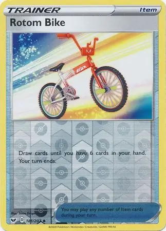 Rotom Bike Reverse Holo Pokemon card from Sword & Shield