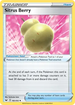 Sitrus Berry Pokemon card from Sword & Shield