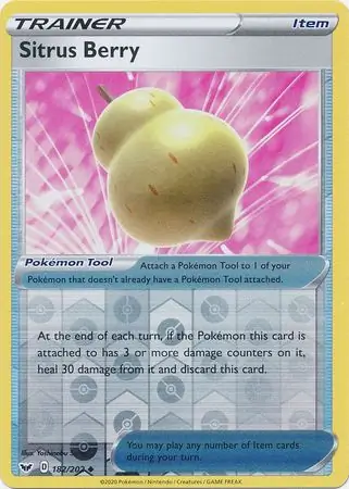 Sitrus Berry Reverse Holo Pokemon card from Sword & Shield