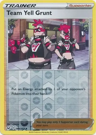 Team Yell Grunt Reverse Holo Pokemon card from Sword & Shield