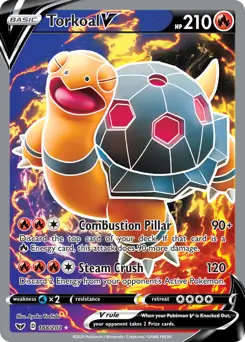 Full Art Torkoal V Pokemon card from Sword & Shield