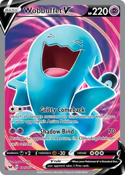 Full Art Wobbuffet V Pokemon card from Sword & Shield