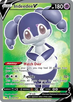 Full Art Indeedee V Pokemon card from Sword & Shield
