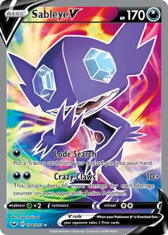 Full Art Sableye V Pokemon card from Sword & Shield