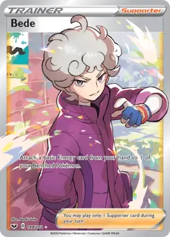 Full Art Bede Pokemon card from Sword & Shield
