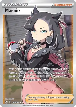 Full Art Marnie Pokemon card from Sword & Shield