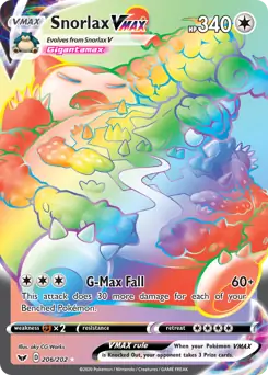 Snorlax VMAX Secret Pokemon card from Sword & Shield