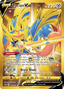 Zacian V Secret Pokemon card from Sword & Shield