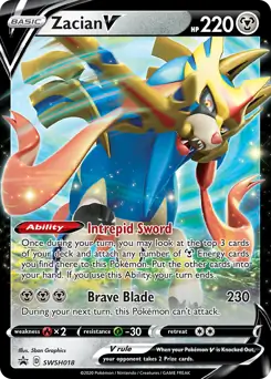 Zacian V Pokemon card from Sword & Shield Promo