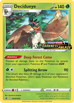 Decidueye Prerelease Pokemon card from Sword & Shield Promo
