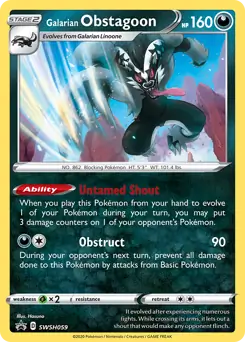 Galarian Obstagoon Pokemon card from Sword & Shield Promo