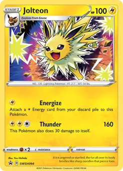 Jolteon Pokemon card from Sword & Shield Promo